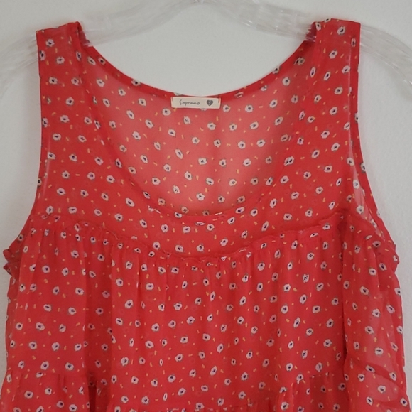 Soprano Orange Print Sleeveless Peasant Top S - Picture 2 of 7